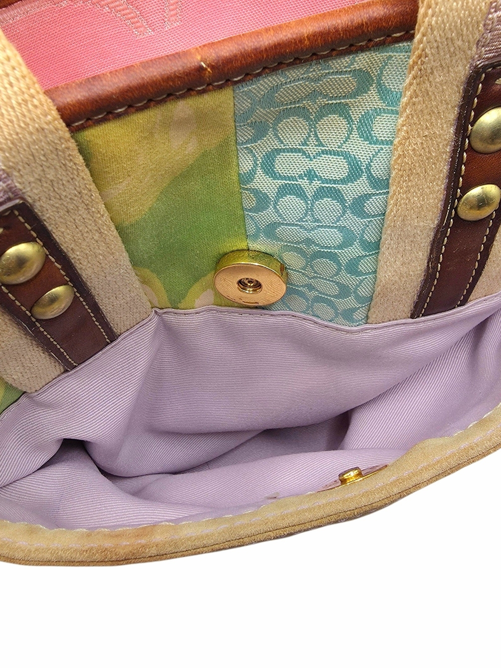 Y2K Coach Patchwork Hampton Mini Tote Bag in Spring Pastel Multicolor - Picture 9 of 10